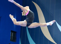 Bakıda Dünya Kubokunun iştirakçısı olan gimnastların podium məşqləri. Azərbaycan, 18 fevral, 2016